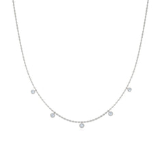 Icon Bezel 0.50ct Round Cut Lab Diamond Station Necklace in Sterling Silver