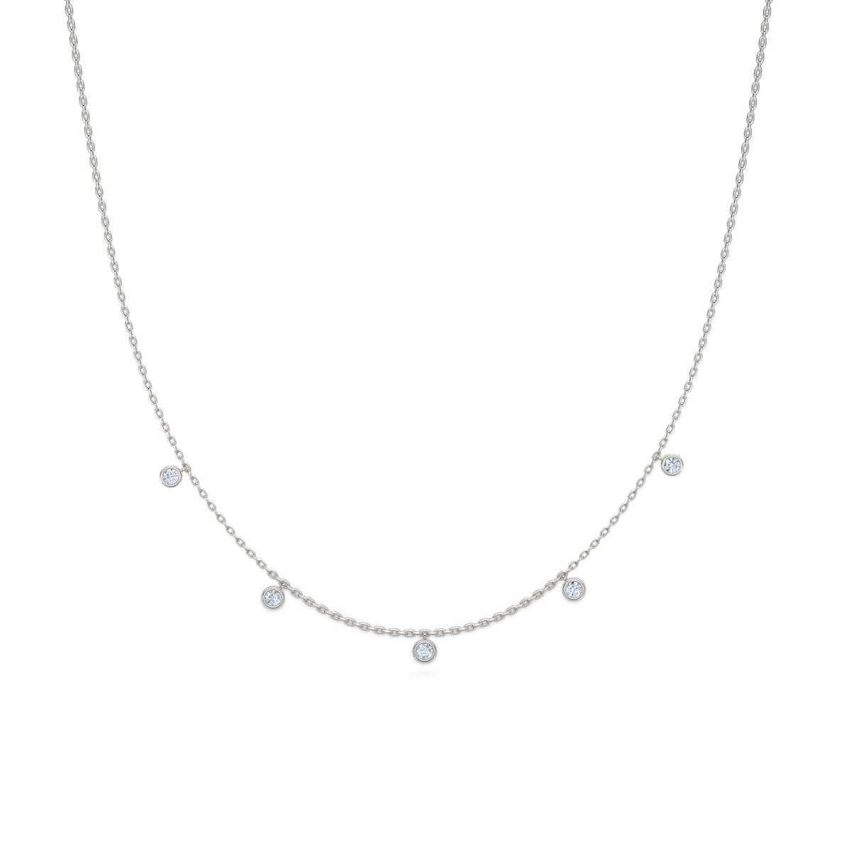 Icon Bezel 0.50ct Round Cut Lab Diamond Station Necklace in Sterling Silver