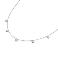 Icon Bezel 0.50ct Round Cut Lab Diamond Station Necklace in Sterling Silver