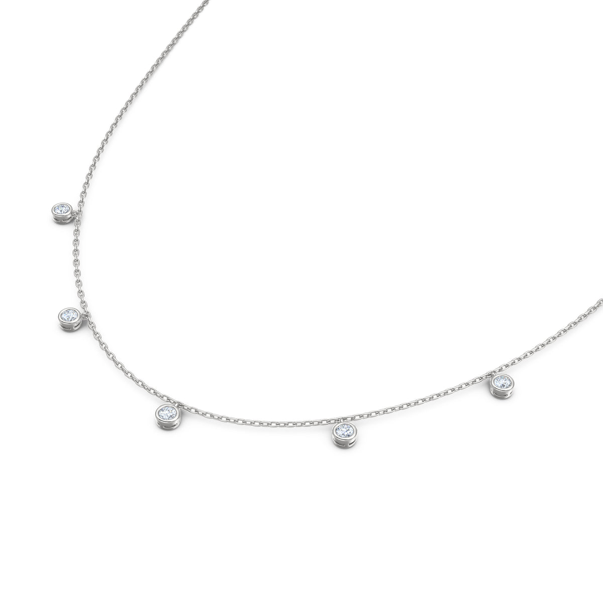 Icon Bezel 0.50ct Round Cut Lab Diamond Station Necklace in Sterling Silver