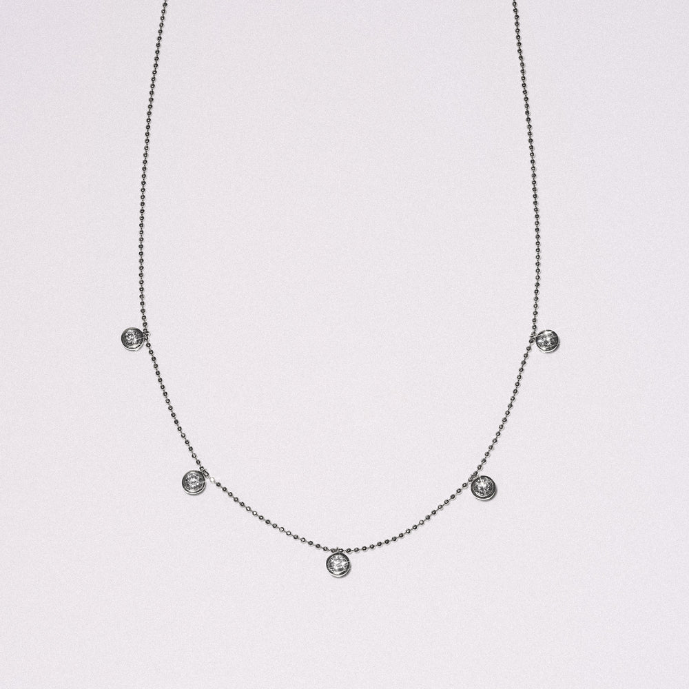 Icon Bezel 0.50ct Round Cut Lab Diamond Station Necklace in Sterling Silver
