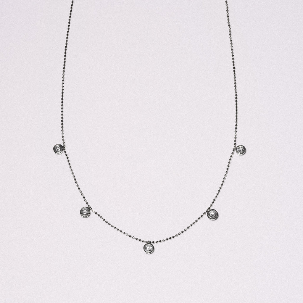 Icon Bezel 0.50ct Round Cut Lab Diamond Station Necklace in Sterling Silver