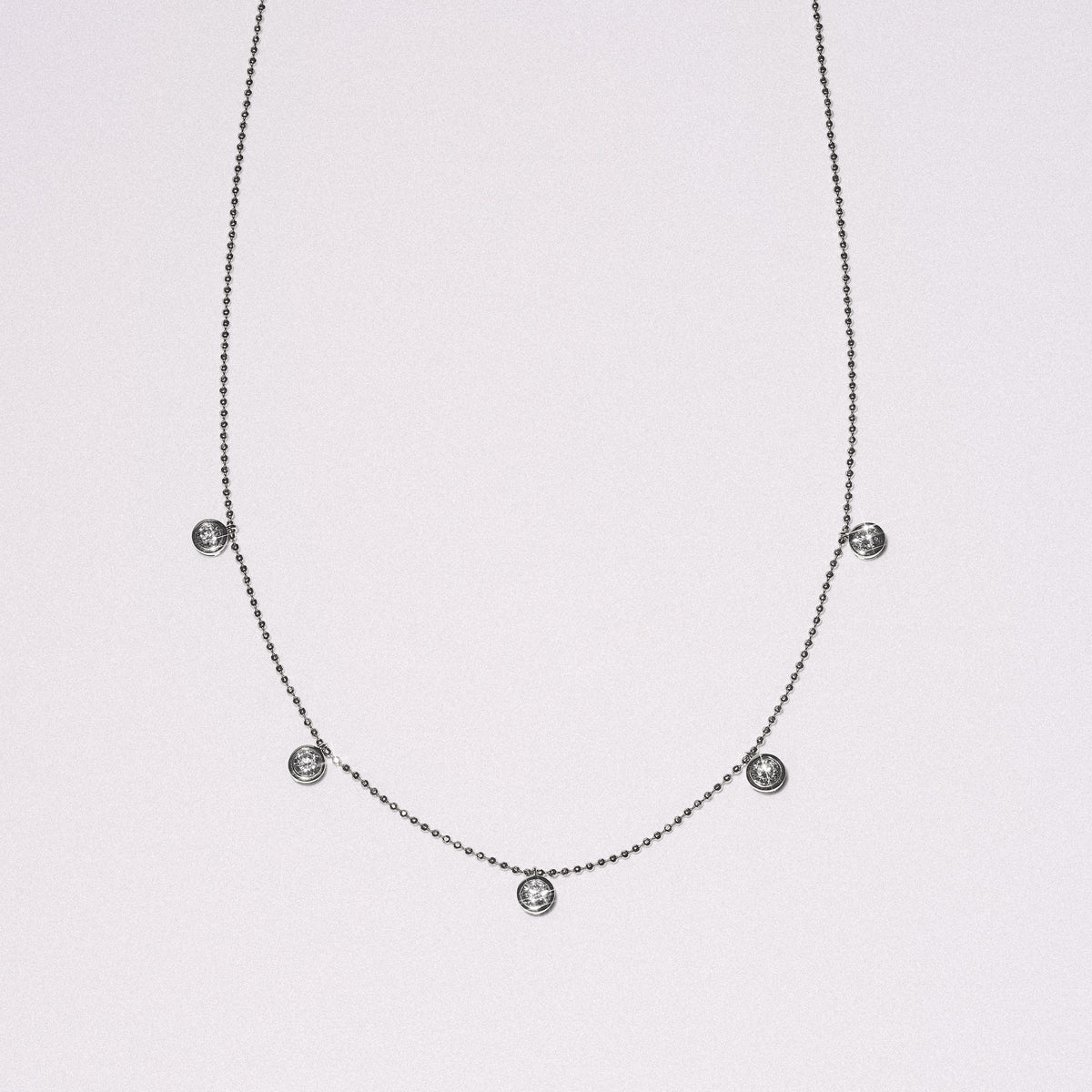 Icon Bezel 0.50ct Round Cut Lab Diamond Station Necklace in Sterling Silver