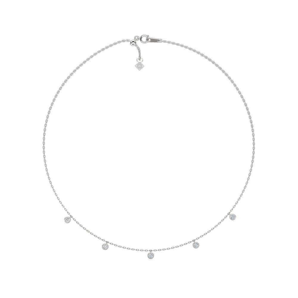 Icon Bezel 0.50ct Round Cut Lab Diamond Station Necklace in Sterling Silver