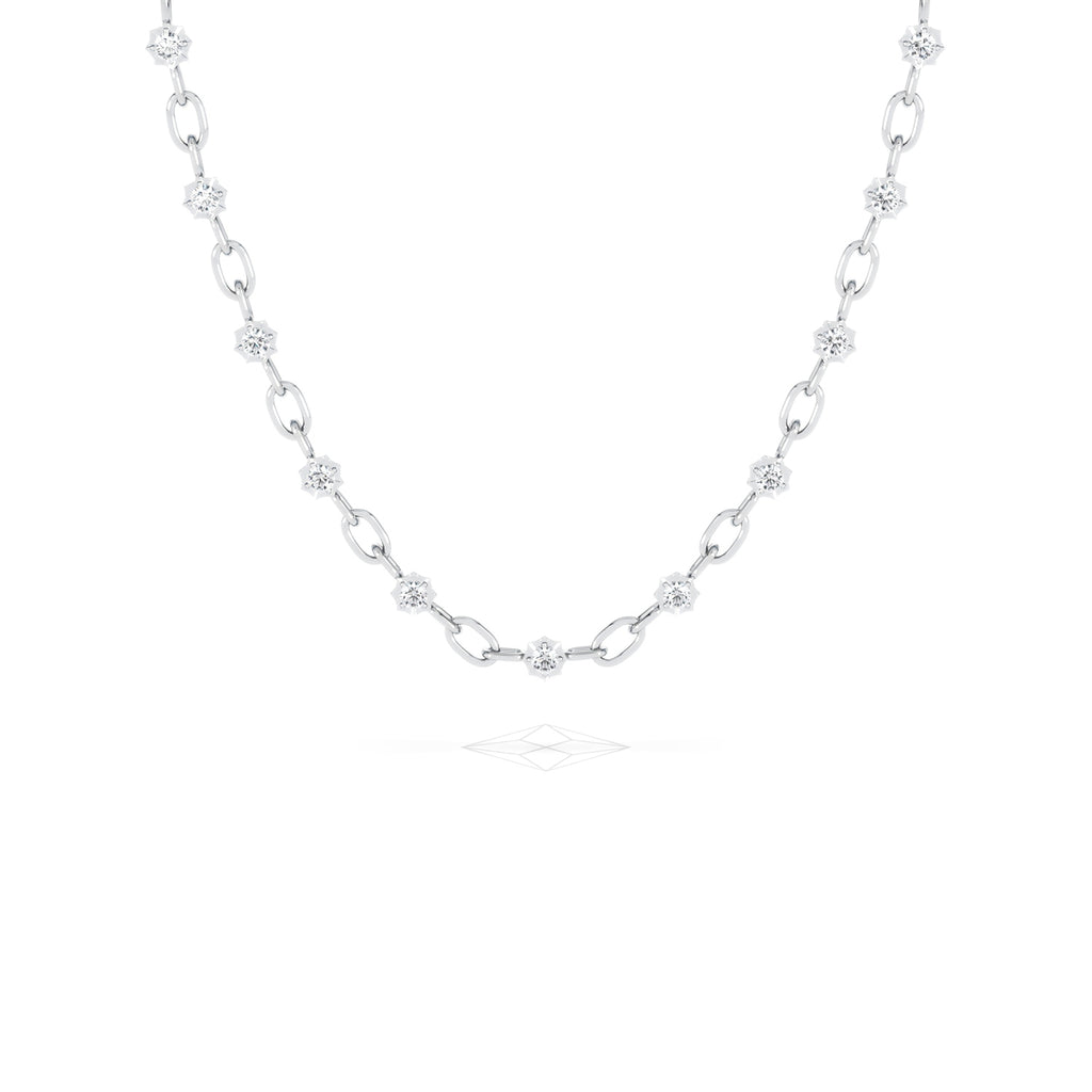 Bound Lab Diamond Link Necklace 0.87ct Round Cut in Sterling Silver