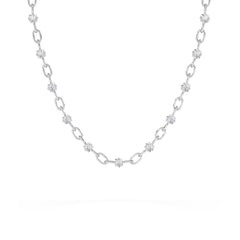 Bound Lab Diamond Link Necklace 0.87ct Round Cut in Sterling Silver