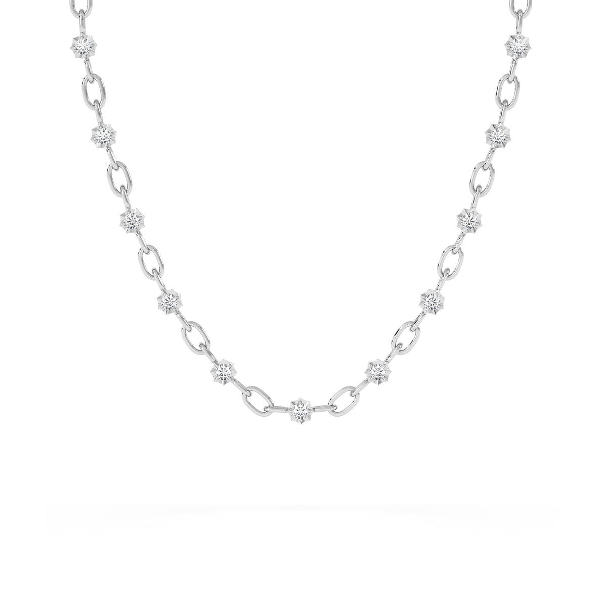 Bound Lab Diamond Link Necklace 0.87ct Round Cut in Sterling Silver