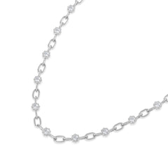 Bound Lab Diamond Link Necklace 0.87ct Round Cut in Sterling Silver