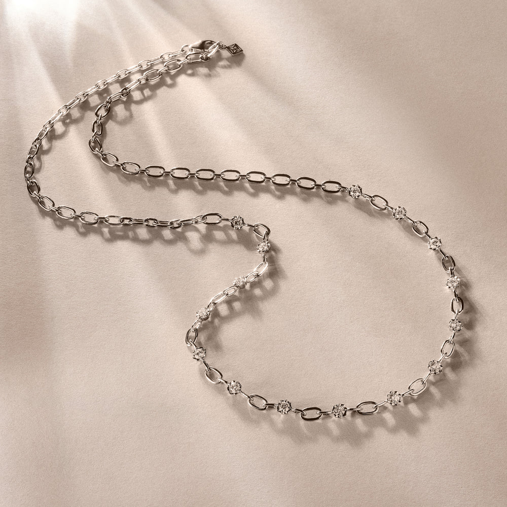 Bound Lab Diamond Link Necklace 0.87ct Round Cut in Sterling Silver