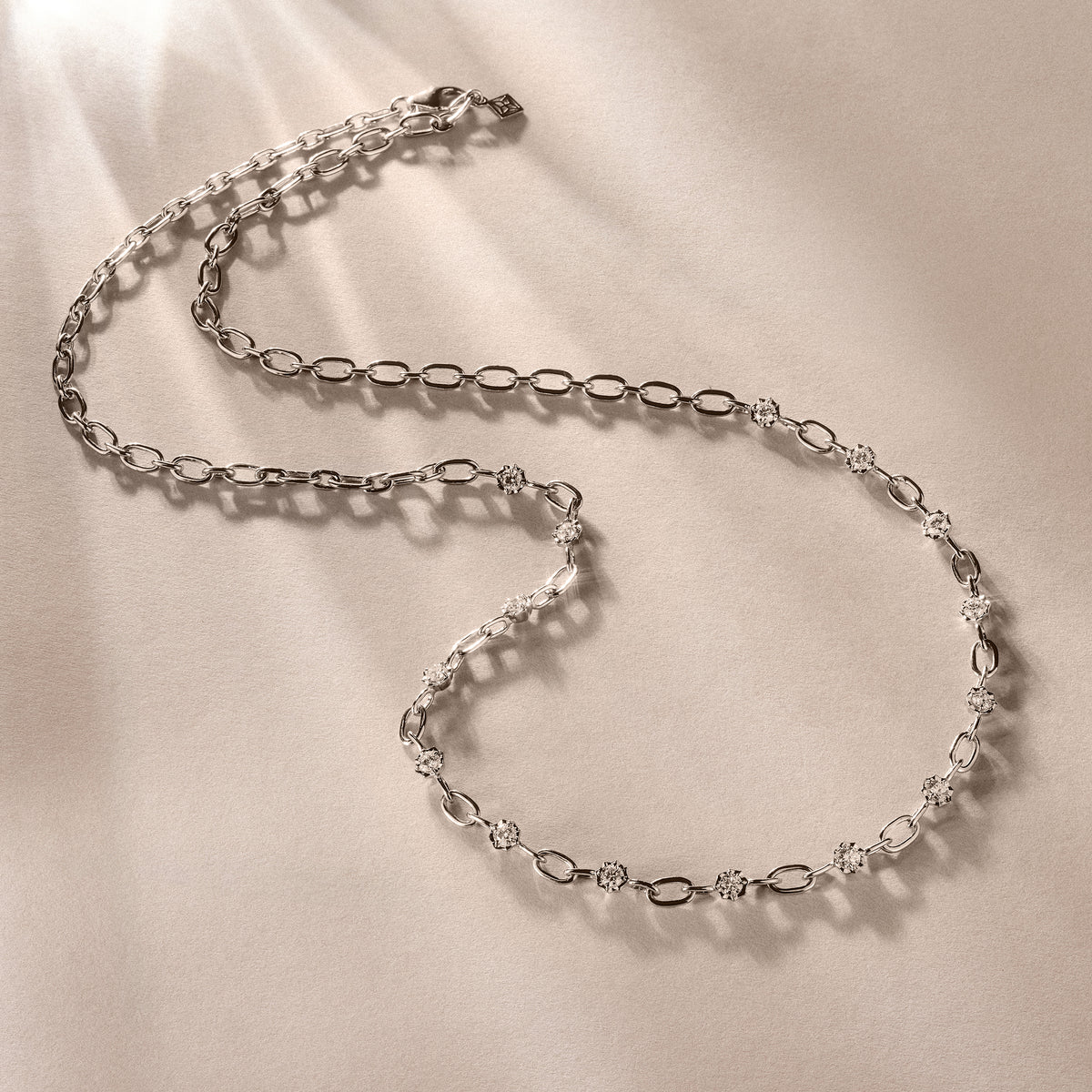 Bound Lab Diamond Link Necklace 0.87ct Round Cut in Sterling Silver