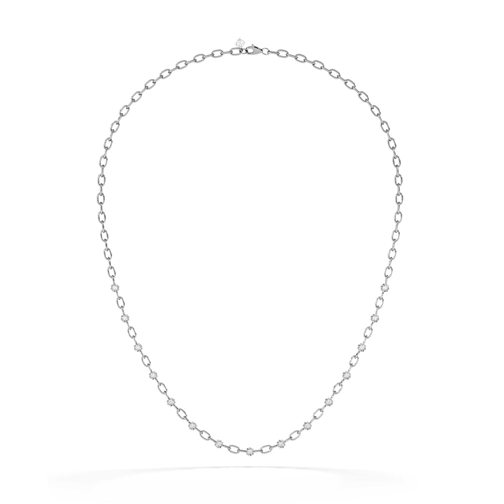 Bound Lab Diamond Link Necklace 0.87ct Round Cut in Sterling Silver