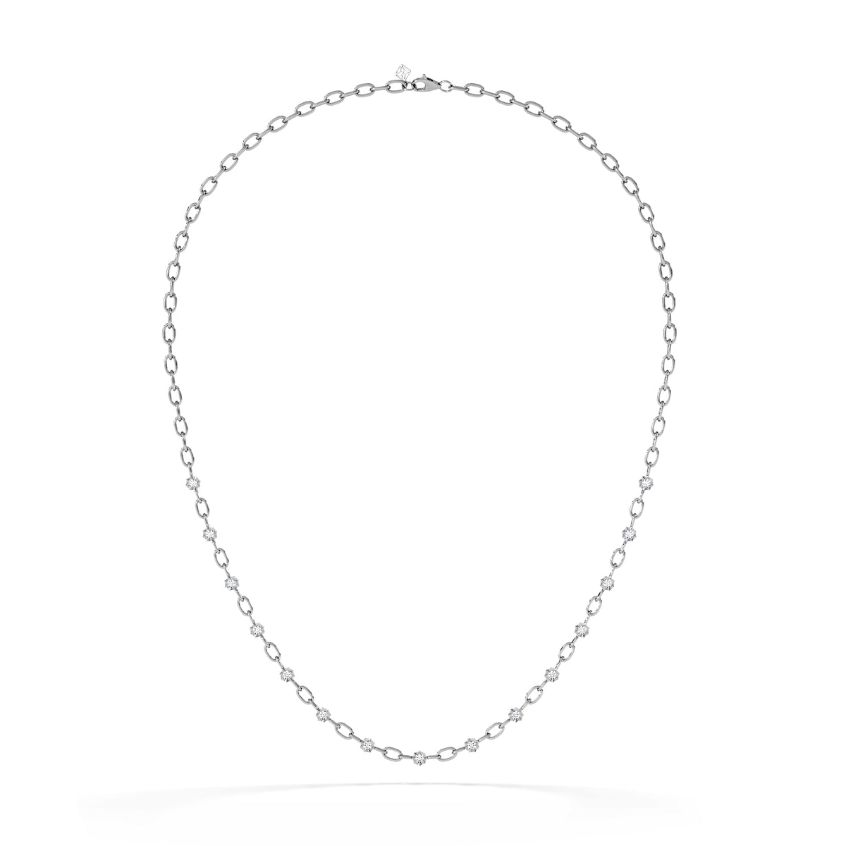 Bound Lab Diamond Link Necklace 0.87ct Round Cut in Sterling Silver