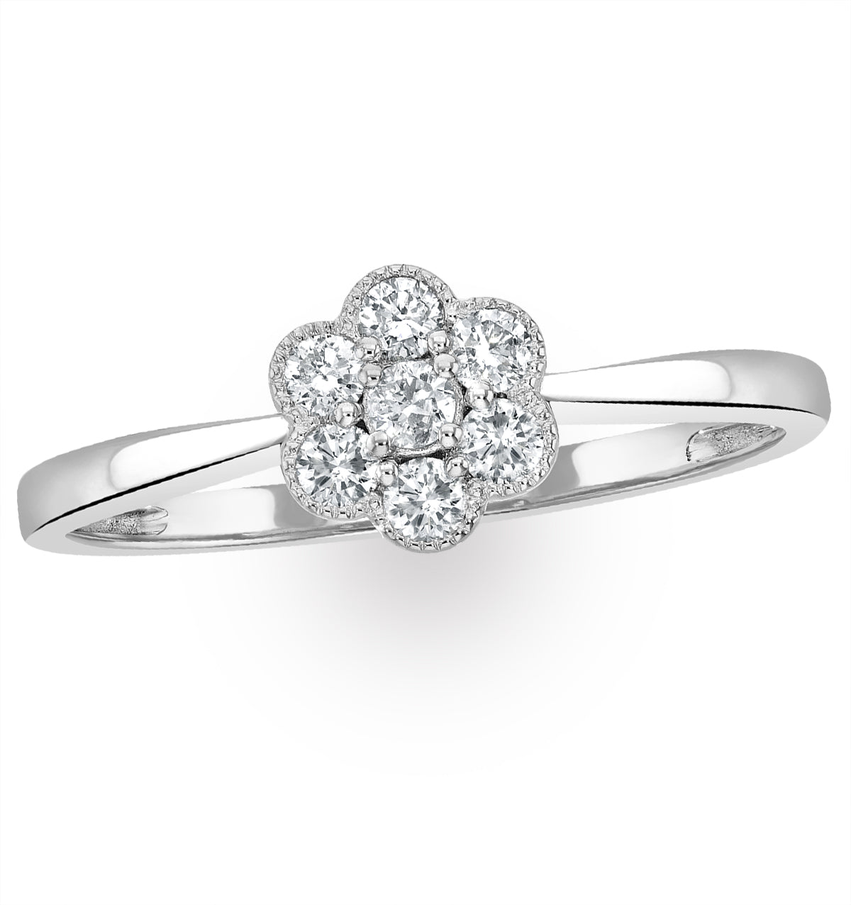 Lab Diamond Flower Ring 0.25ct H/Si in 9K White Gold