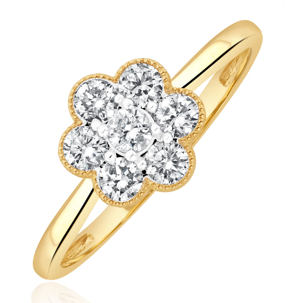 Lab Diamond Flower Ring 0.50ct H/Si in 9K Gold