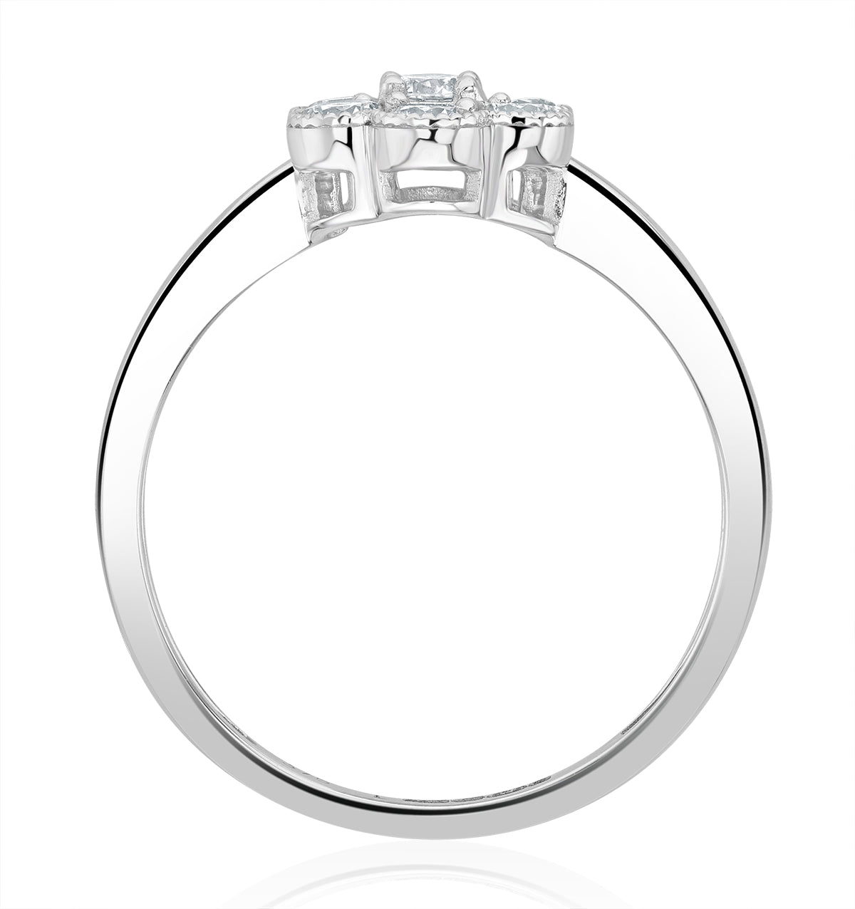 Lab Diamond Flower Ring 0.50ct H/Si in 9K White Gold