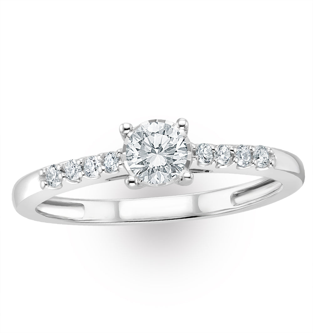 Lab Diamond Side Stone Engagement Ring 0.25ct H/Si in 925 Silver