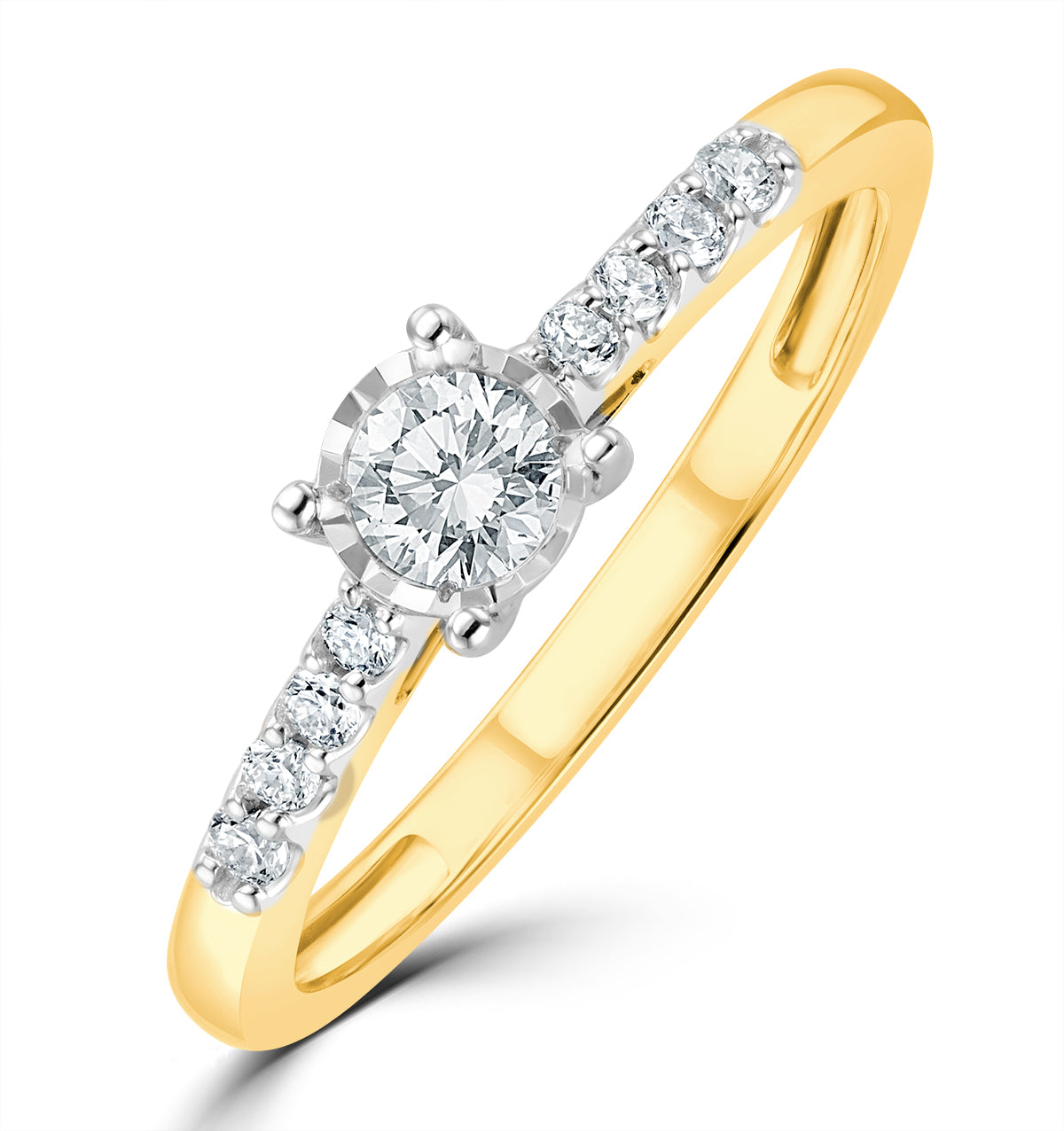 Lab Side Stone Engagement Ring 0.25ct H Si 9K