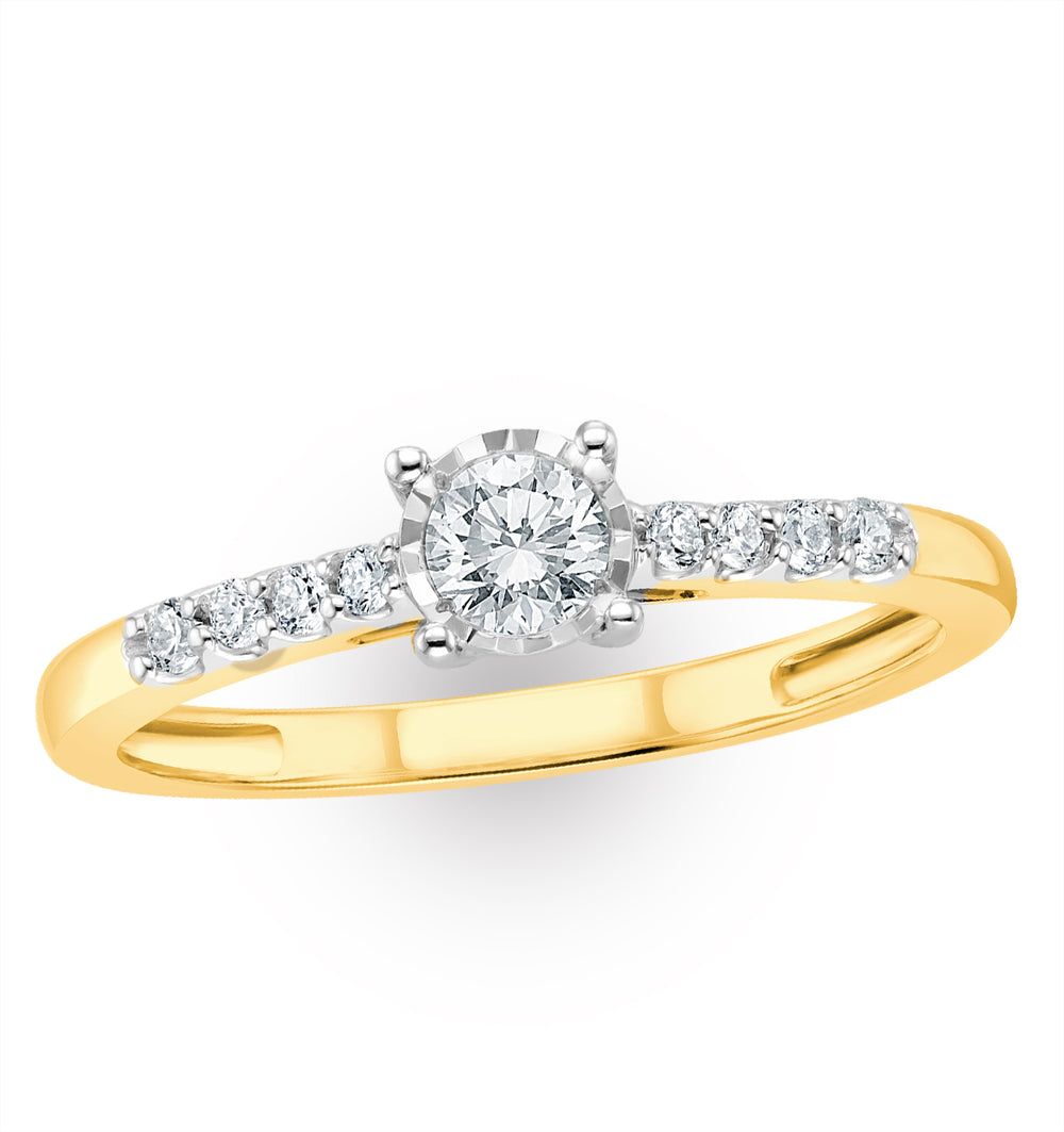 Lab Diamond Side Stone Engagement Ring 0.25ct H/Si in 9K Gold