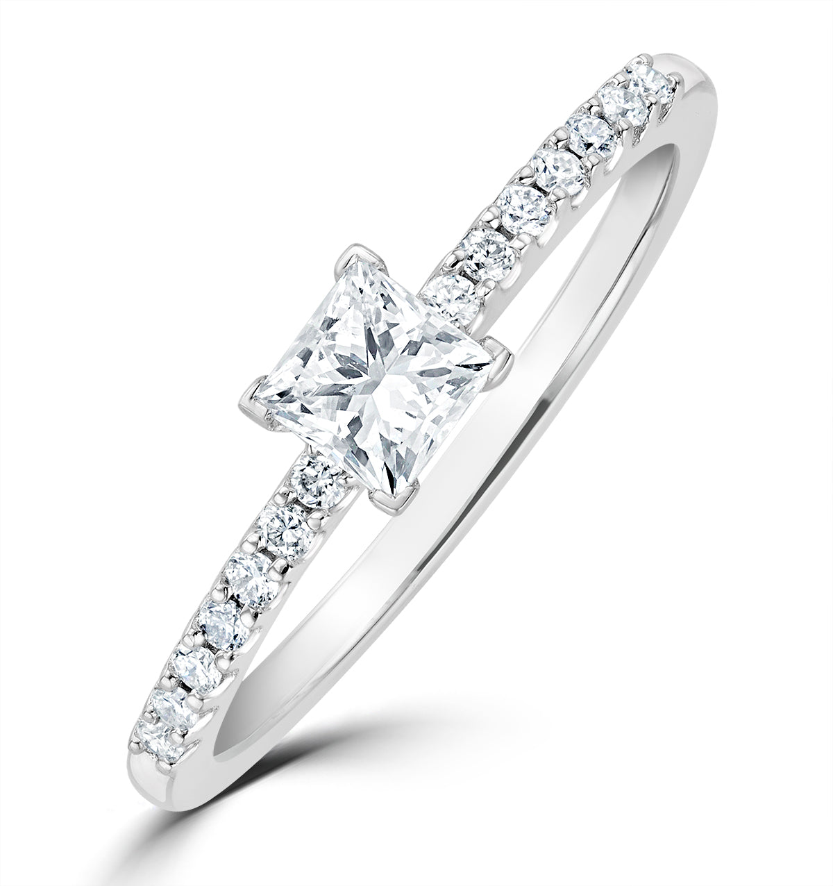 Princess Cut Lab Engagement Ring 0.25ct H Si 9K White Gold