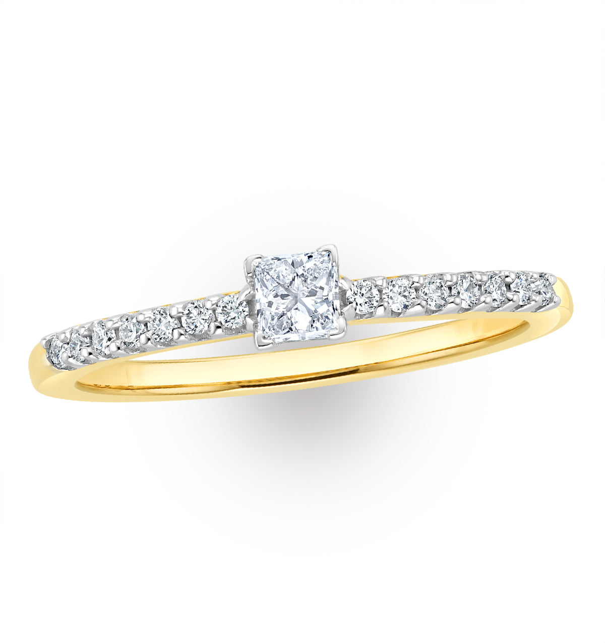 Princess Cut Lab Diamond Engagement Ring 0.25ct H/Si in 9K Gold