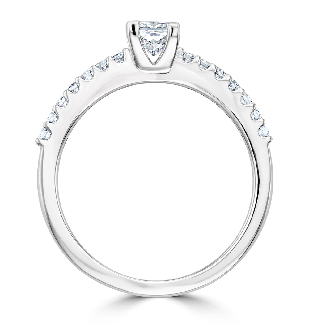 Princess Cut Lab Diamond Engagement Ring 0.50ct H/Si in 9K White Gold