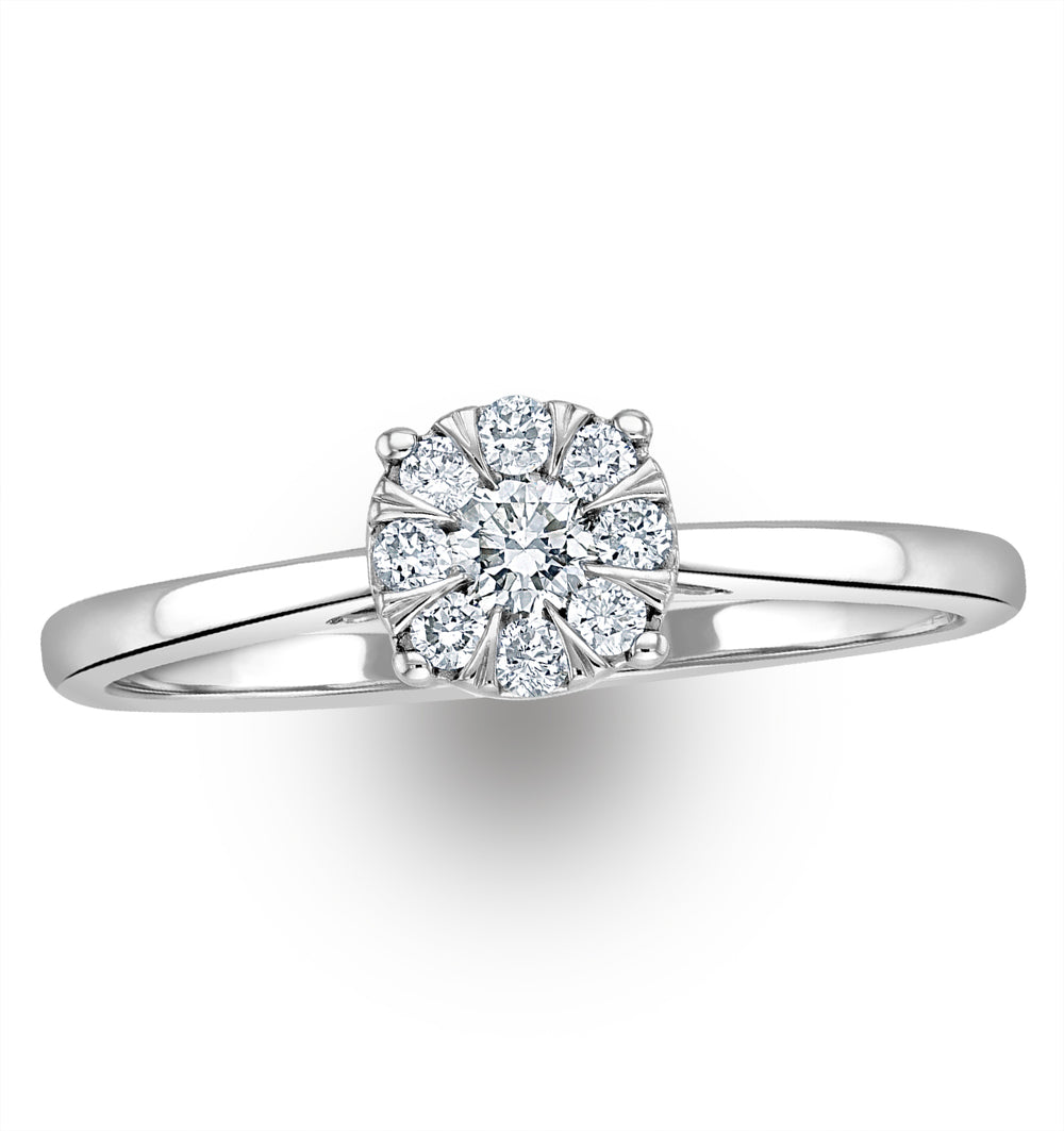 0.25ct Lab Diamond Cluster Solitaire Ring H/Si in 9K White Gold