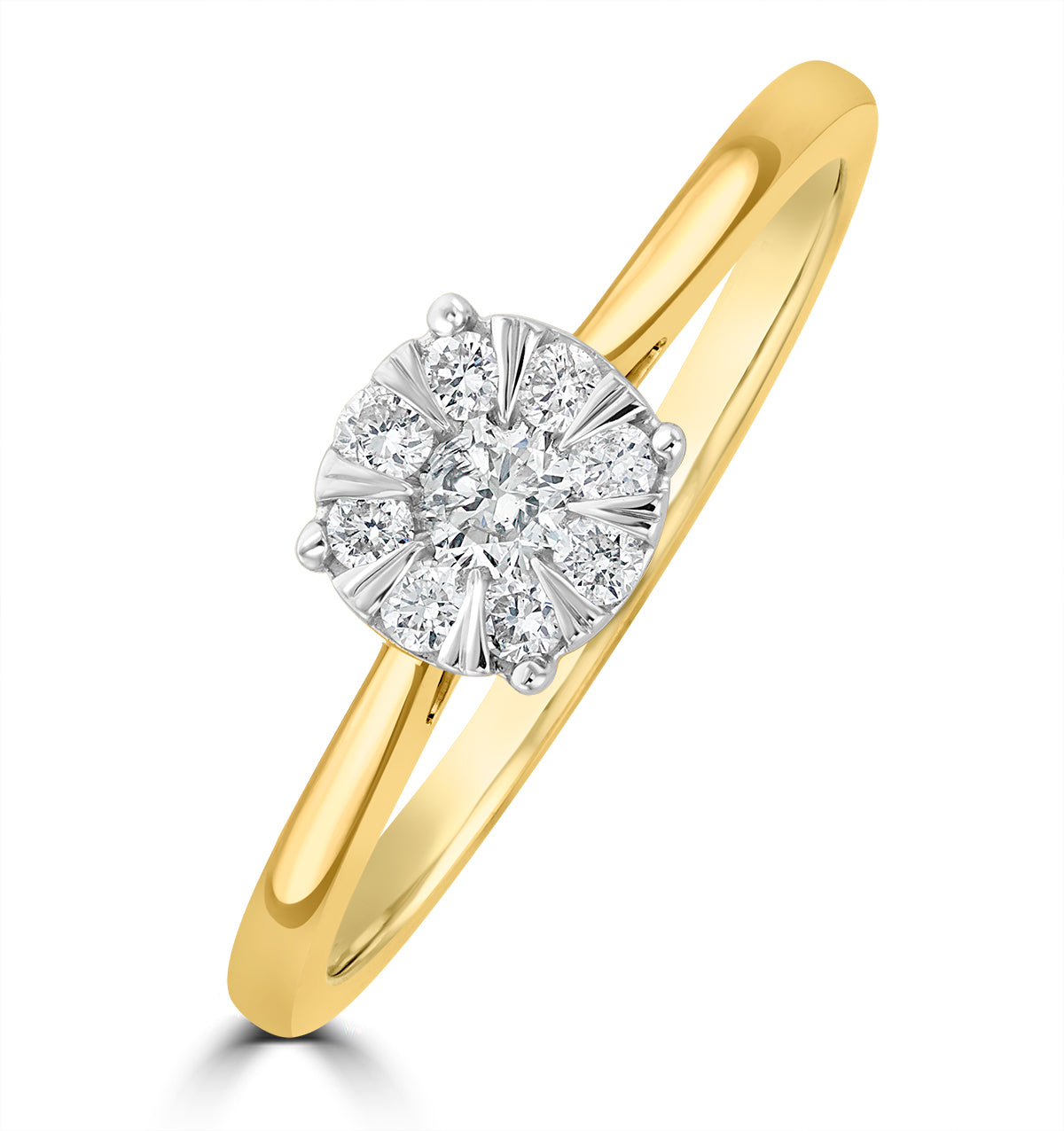 0.25ct Lab Diamond Cluster Solitaire Ring H/Si in 9K Gold