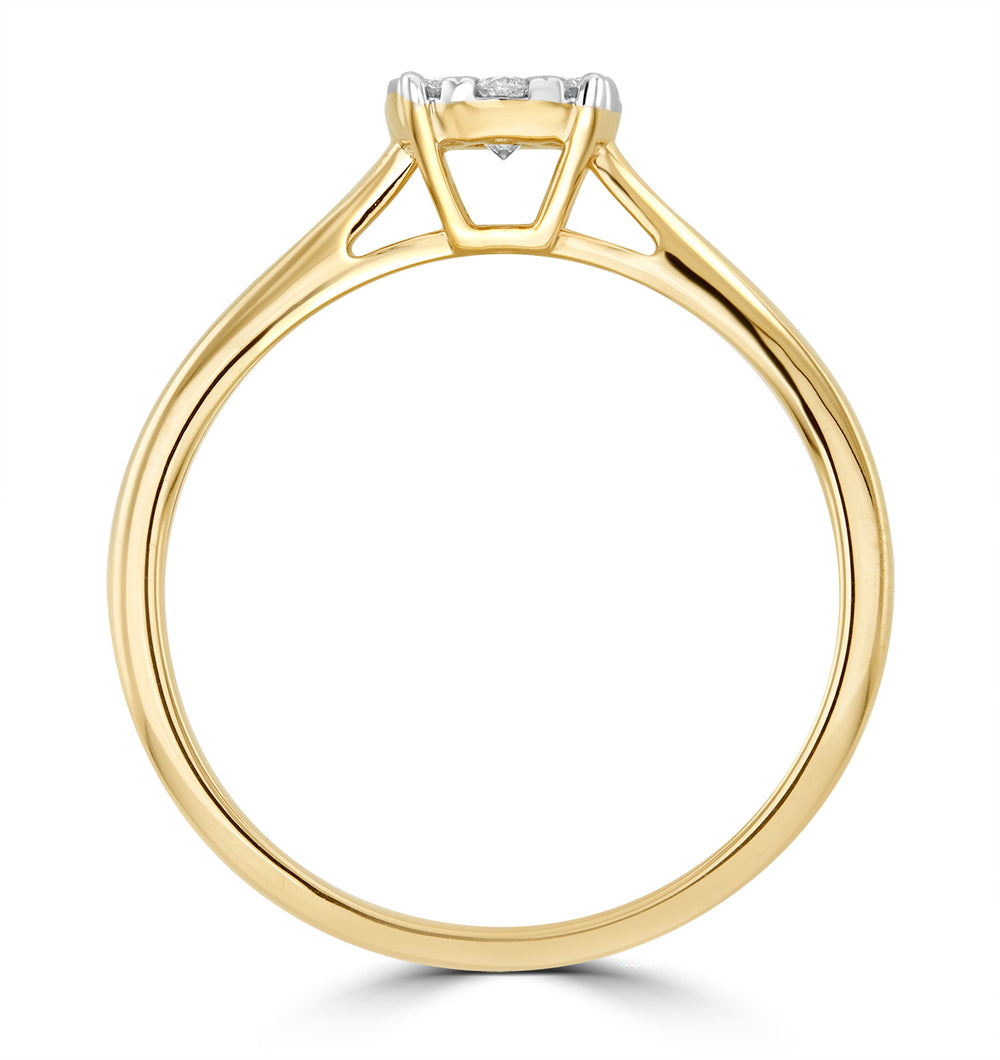 0.25ct Lab Diamond Cluster Solitaire Ring H/Si in 9K Gold