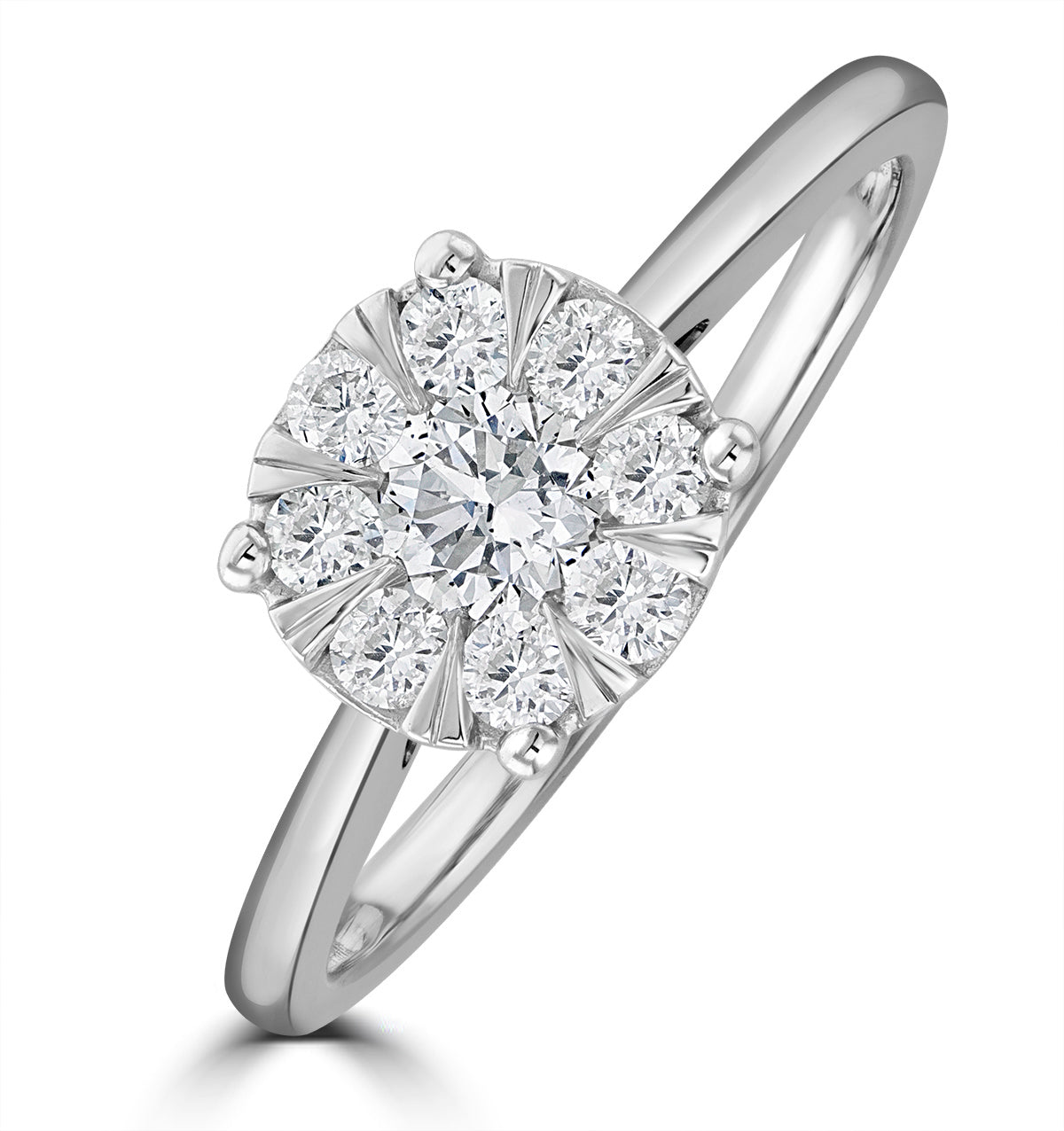 0.50ct Lab Cluster Solitaire Ring H Si 9K White Gold