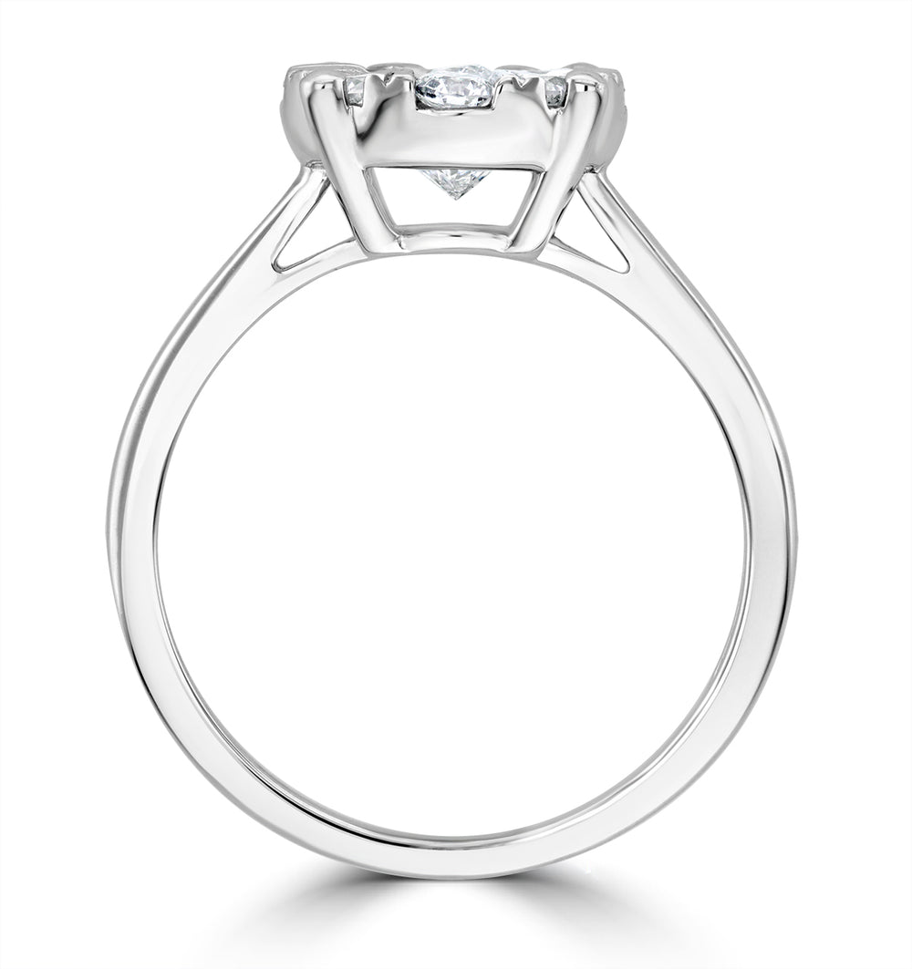 1 Carat Lab Diamond Cluster Solitaire Ring H/Si in 9K White Gold