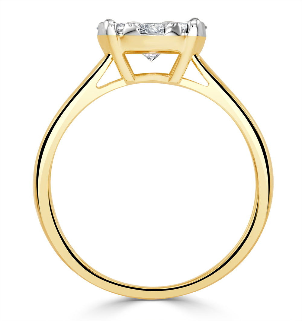 1 Carat Lab Diamond Cluster Solitaire Ring H/Si in 9K Gold