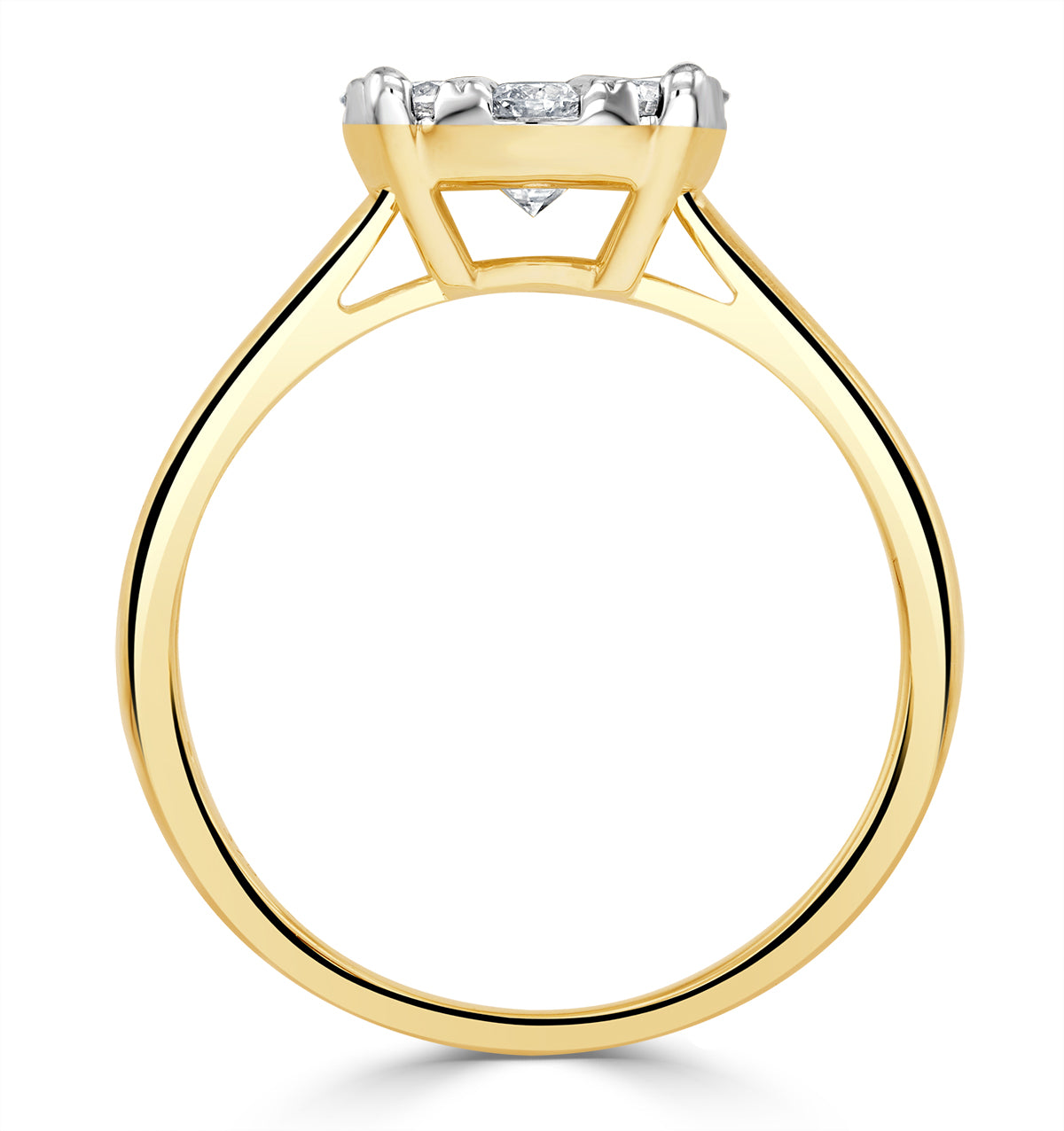 1 Carat Lab Diamond Cluster Solitaire Ring H/Si in 9K Gold