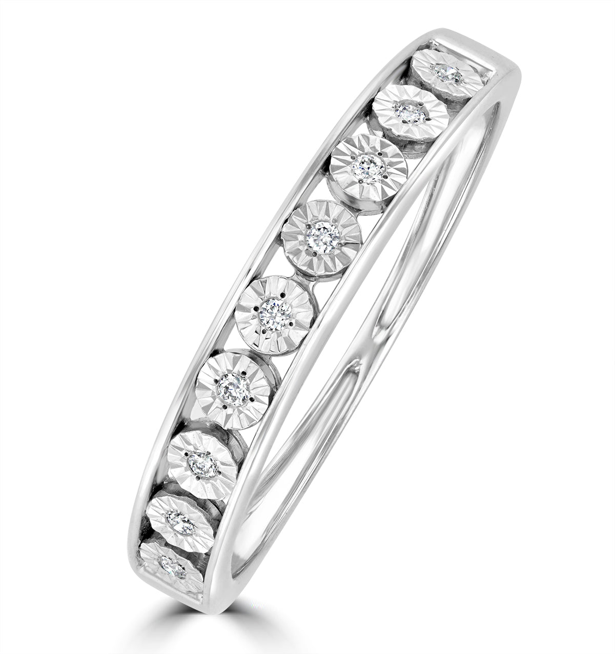 Channel Set Lab Eternity Ring 0.05ct 9K White Gold