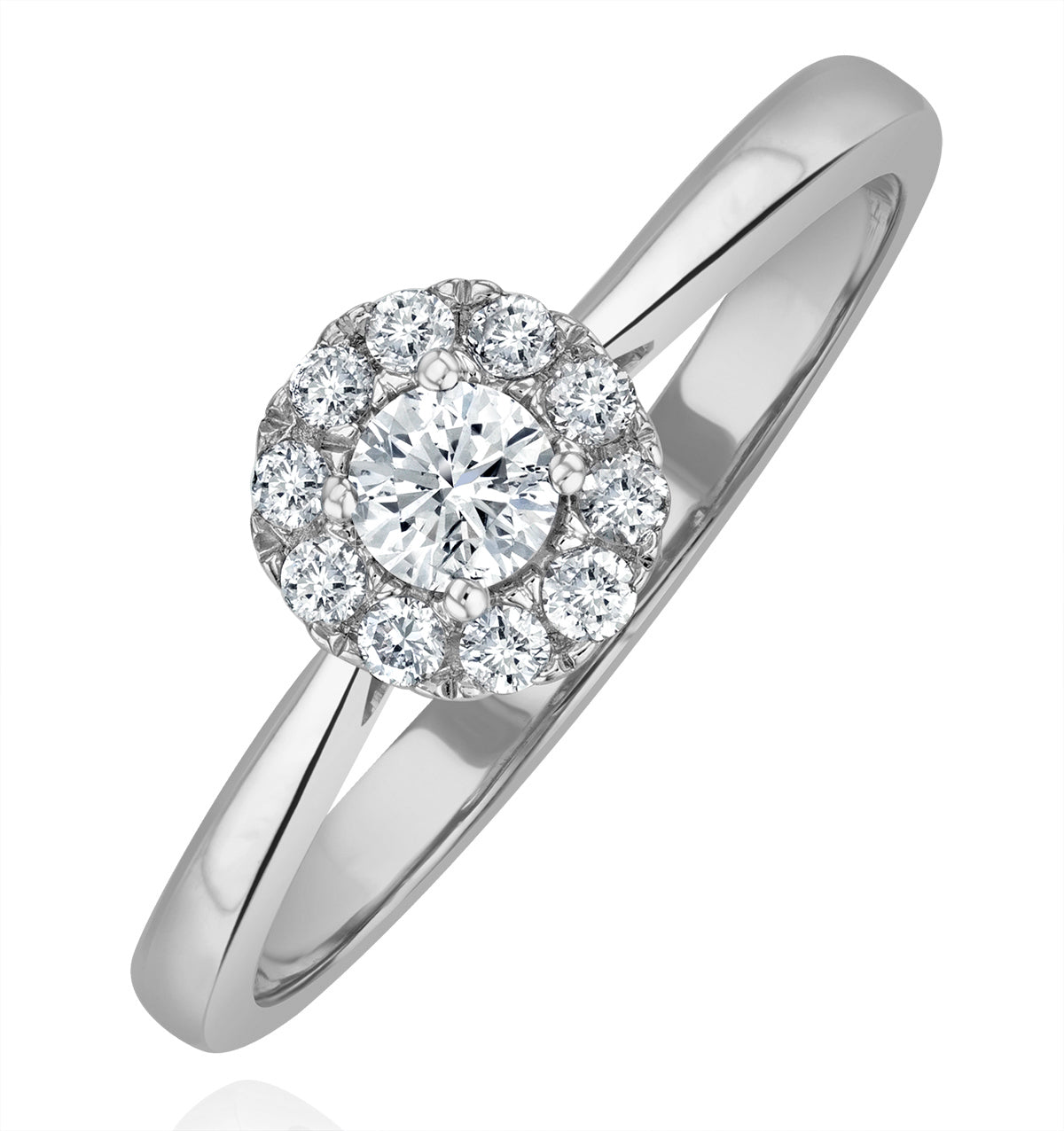 Lab Halo Engagement Ring 0.25ct H Si 9K White Gold
