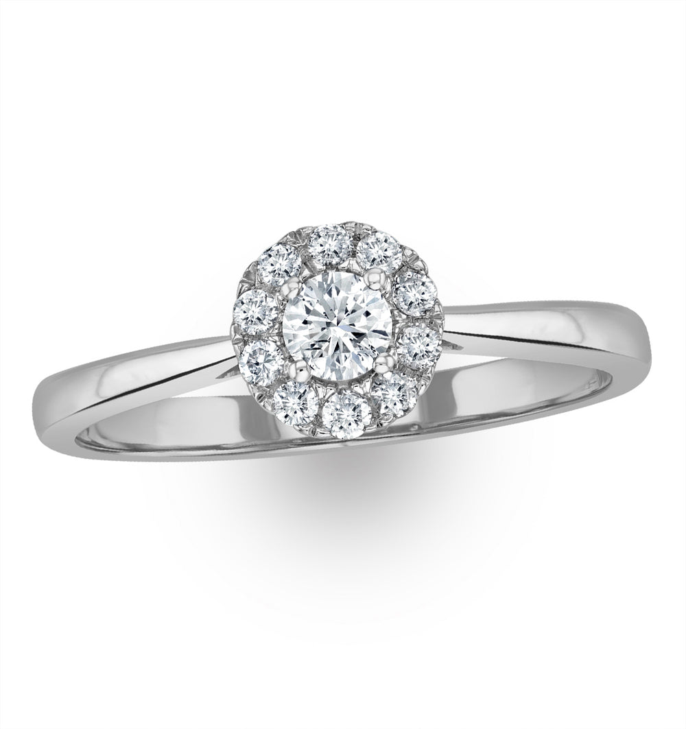 Lab Diamond Halo Engagement Ring 0.25ct H/Si in 9K White Gold