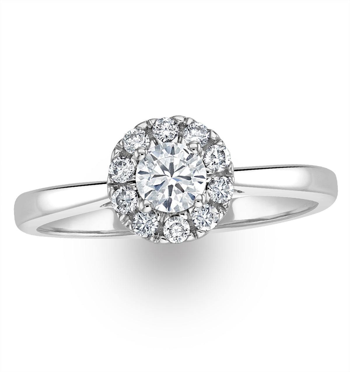 Lab Diamond Halo Engagement Ring 0.50ct H/Si in 9K White Gold