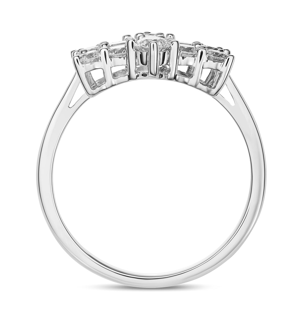 1 Carat Lab Diamond Boat Ring Set in 9K White Gold