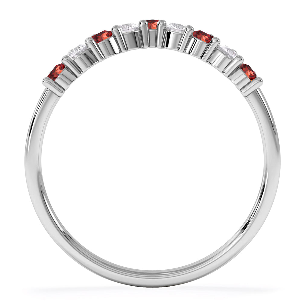Starlit Garnet and Lab Diamond Wishbone Ring in 9K White Gold