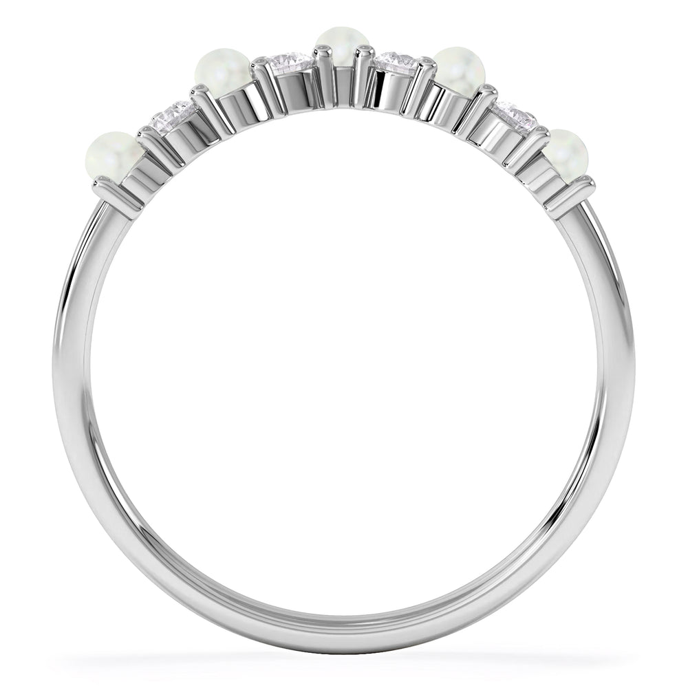 Starlit Opal and Lab Diamond Wishbone Ring in 9K White Gold