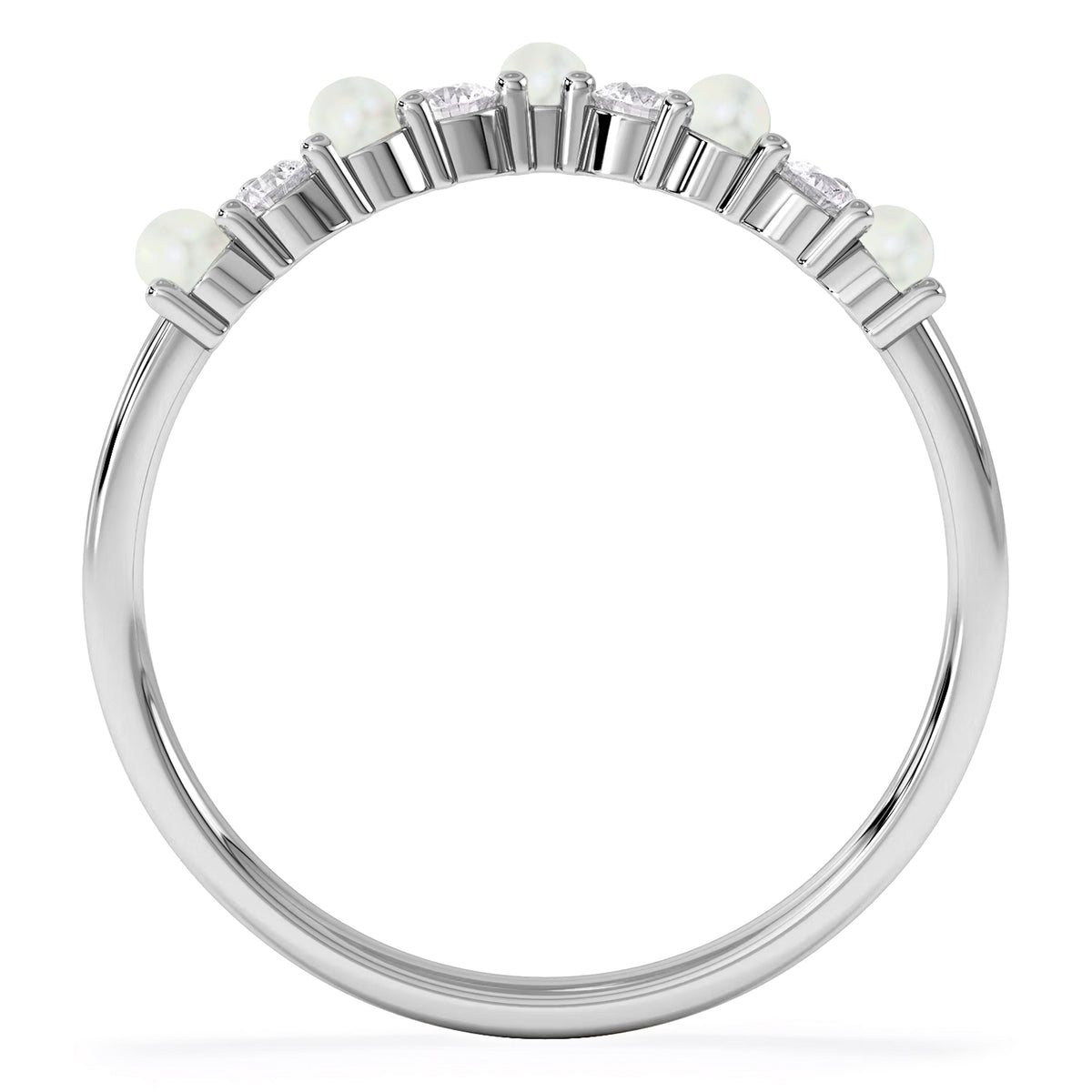 Starlit Opal and Lab Diamond Wishbone Ring in 9K White Gold