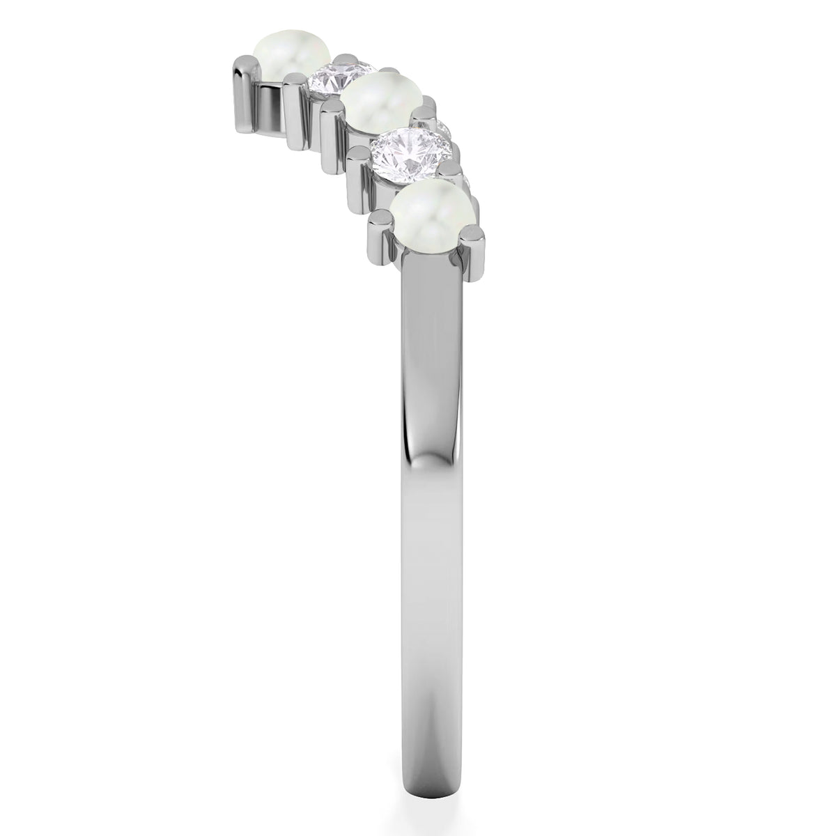 Starlit Opal and Lab Diamond Wishbone Ring in 9K White Gold