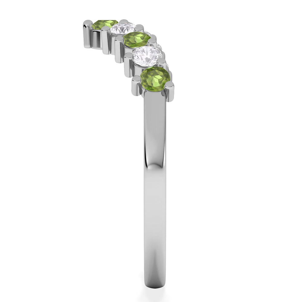 Starlit Peridot and Lab Diamond Wishbone Ring in 9K White Gold