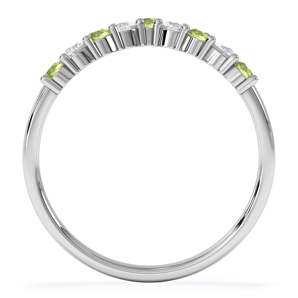 Starlit Peridot and Lab Diamond Wishbone Ring in 9K White Gold