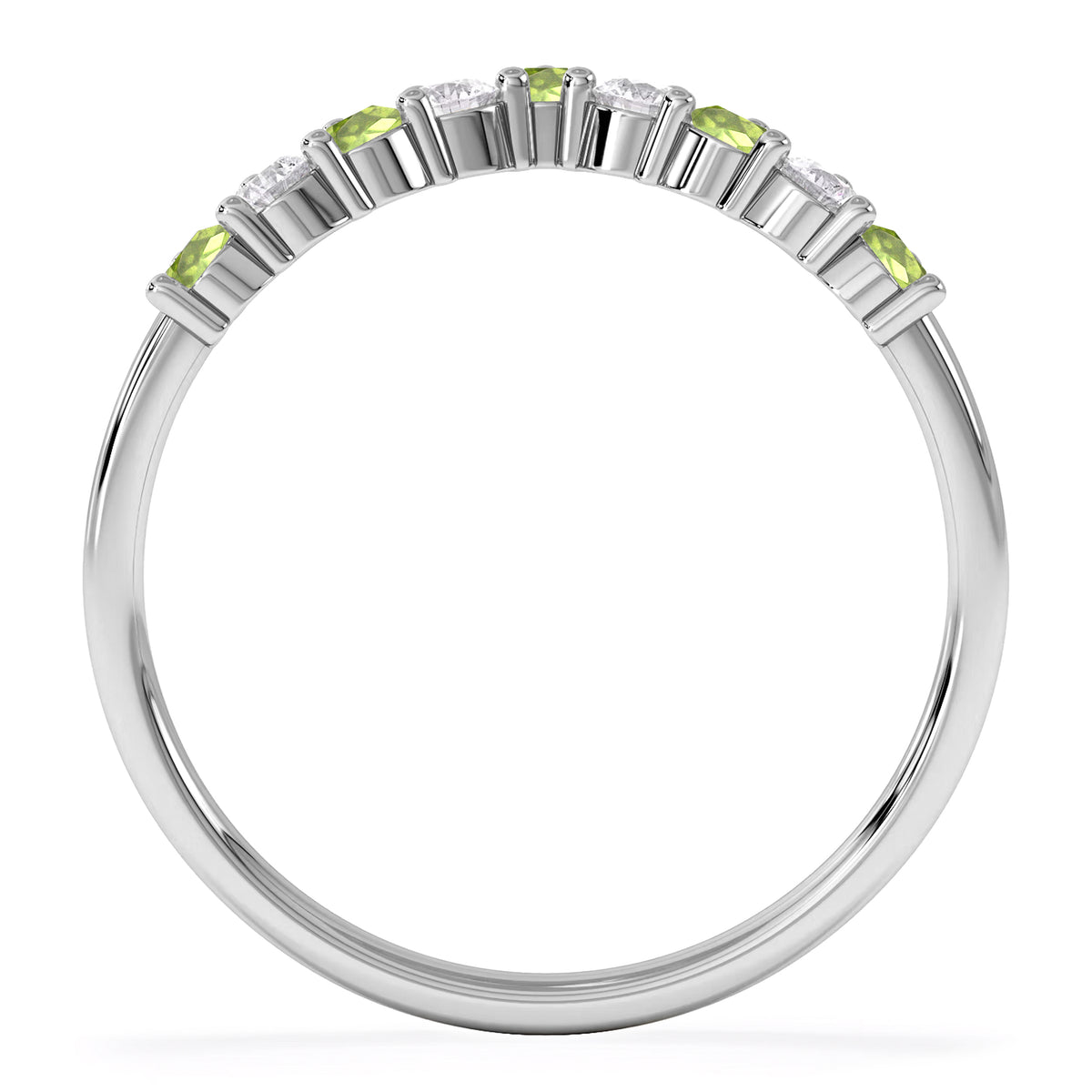 Starlit Peridot and Lab Diamond Wishbone Ring in 9K White Gold