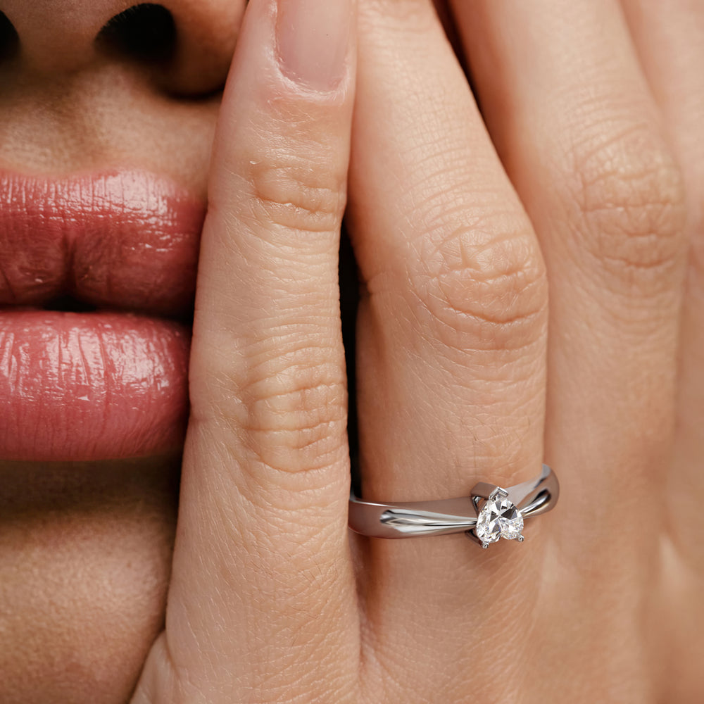 Naomi Heart Cut Lab Diamond Engagement Ring 0.33ct H/SI in 925 Silver