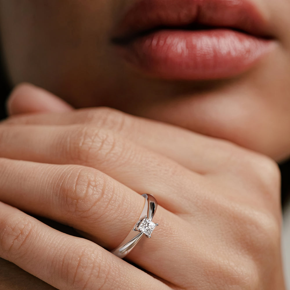 Naomi Princess Cut Lab Diamond Engagement Ring 0.33ct H/SI in 925 Silver
