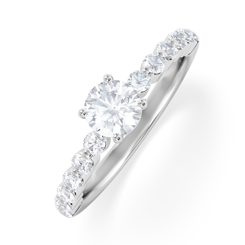 Solstice Round Cut 0.80ct Lab Diamond Engagement Ring F/VS in 9k White Gold