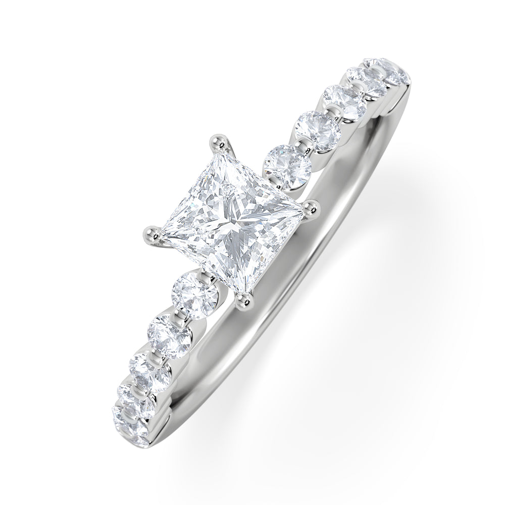 Solstice Princess Cut 0.80ct Lab Diamond Engagement Ring F/VS in 9k White Gold