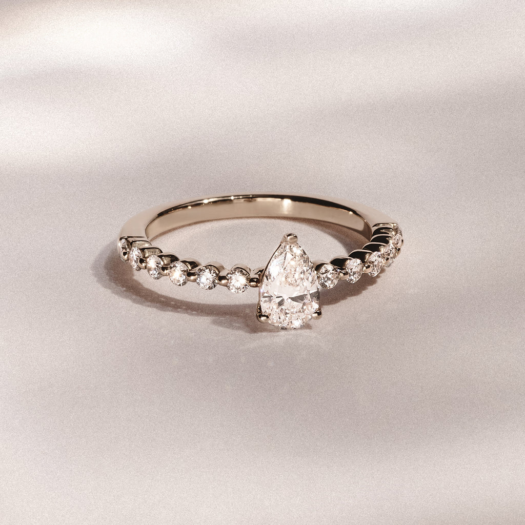 Solstice Pear Cut 0.80ct Lab Diamond Pear Shape Engagement Ring F/VS in 9k Gold
