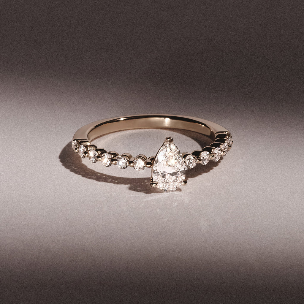 Solstice Pear Cut 0.80ct Lab Diamond Pear Shape Engagement Ring F/VS in 9k Gold